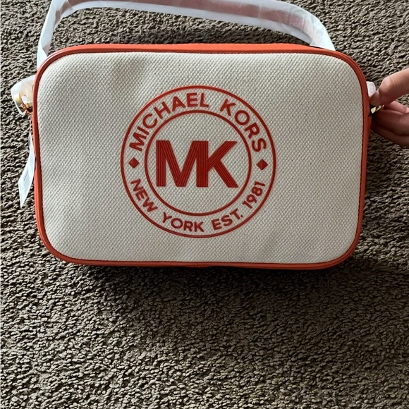 Michael Kors Cream and Red Logo Crossbody Bag - Picture 1 of 2